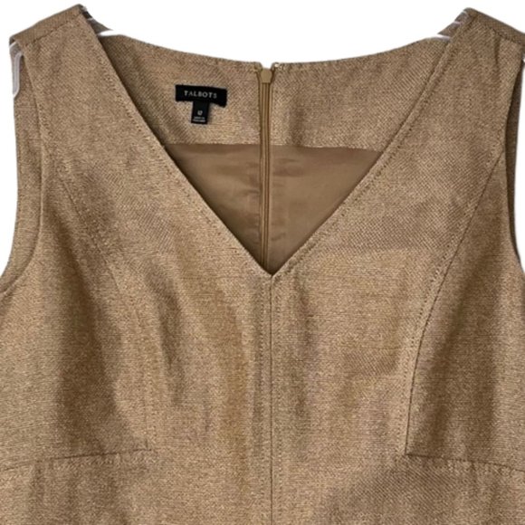 Talbots Bronze Metallic V-Neck Sleeveless Sheath - 12 - Picture 3 of 10